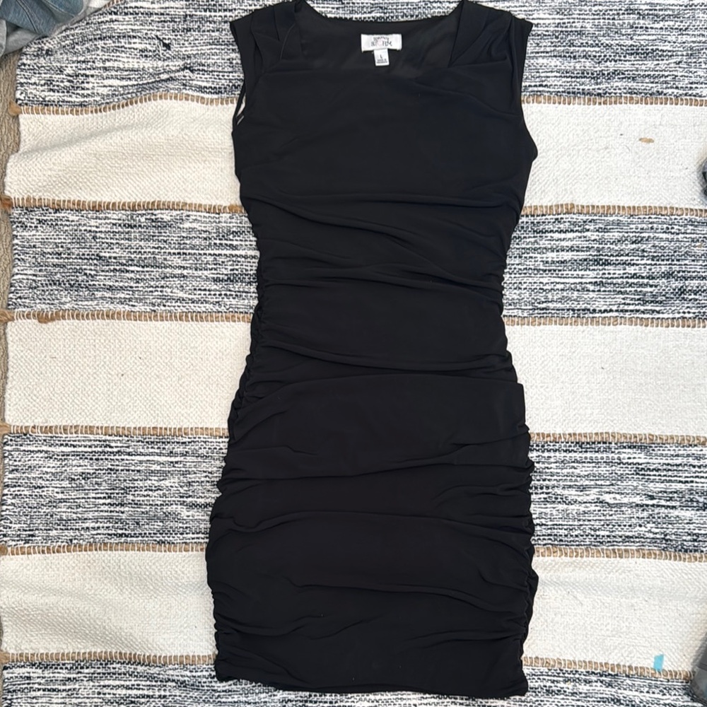 Sweet Storm Black Ruched Sleeveless Mini Dress